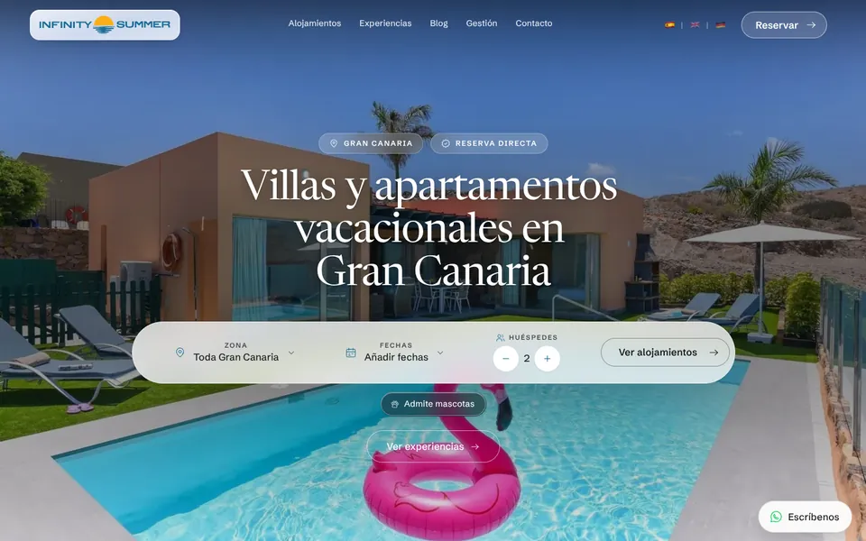 Infinity Summer Canarias website homepage